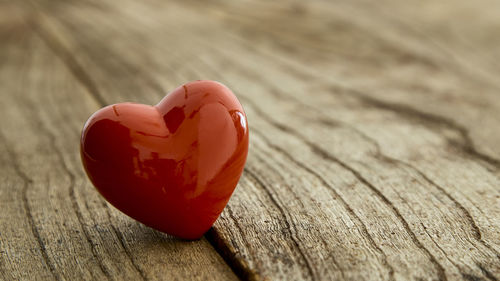 Close-up of heart shape on table