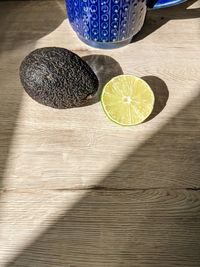 High angle view of fruits on table