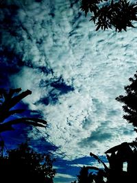 Low angle view of hand against sky at dusk