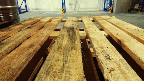 Close-up of wooden planks on table