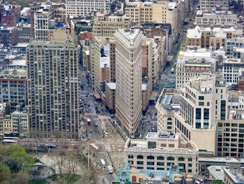 High angle view of buildings in city