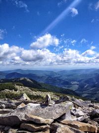 Scenic view of mountains against sky