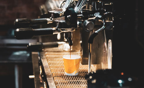 Close-up of coffee served in cafe