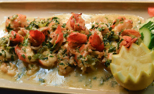 Close-up of vegetables in plate