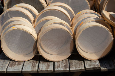 Close-up of stack of firewood