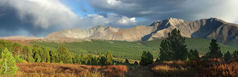 Scenic view of mountains against sky