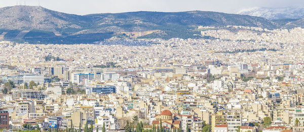 High angle view of townscape against sky