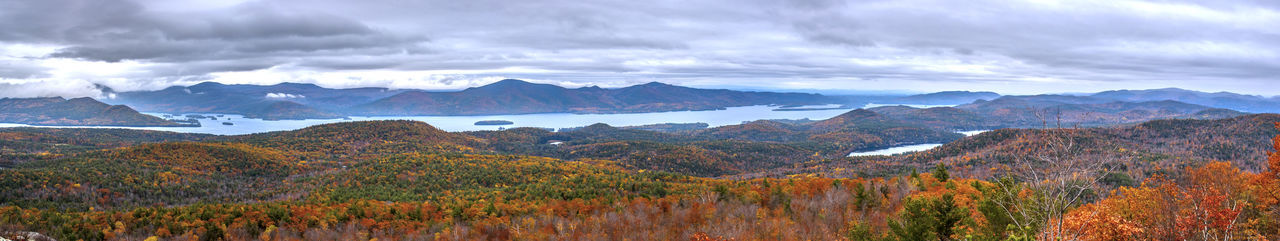 Scenic view of landscape against sky during autumn