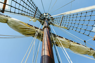 Low angle view of sailboat against sky