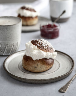 Close-up of dessert on table