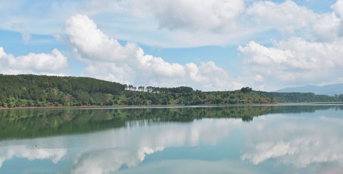 Panoramic view of lake against sky