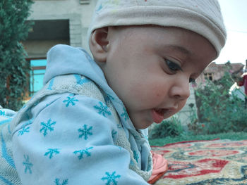 Close-up portrait of cute boy