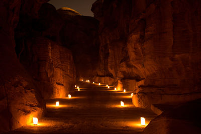 View of illuminated from cave
