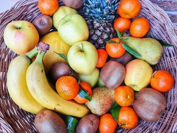 High angle view of apples in basket