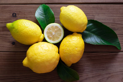 High angle view of fruits on table