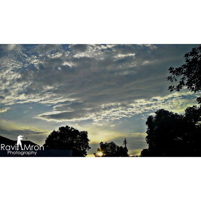 transfer print, sky, tree, built structure, auto post production filter, architecture, cloud - sky, tranquility, nature, tranquil scene, cloud, scenics, building exterior, silhouette, beauty in nature, outdoors, low angle view, no people, railing, day