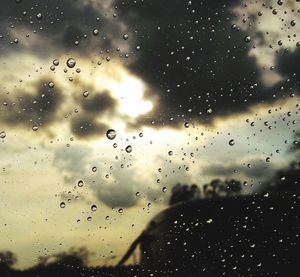 Full frame shot of raindrops on glass window