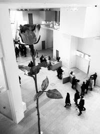 High angle view of people in shopping mall