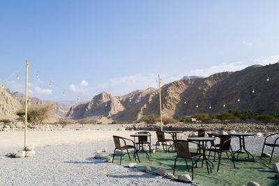 Cafe at the ras al khaimah mountains in uae