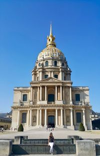 Low angle view of building against blue sky