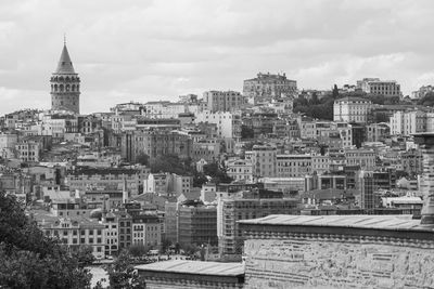 High angle view of buildings in city