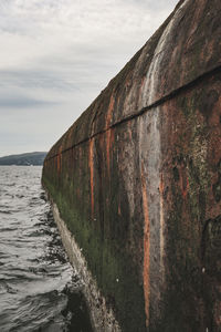 Scenic view of sugar boat ship wreck against sky