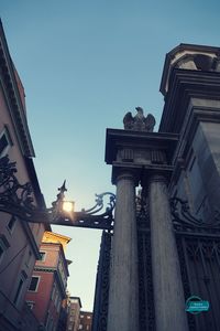 Low angle view of statue against clear sky