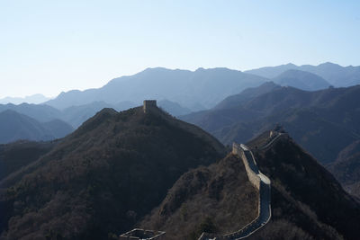 Scenic view of great wall of china against clear sky
