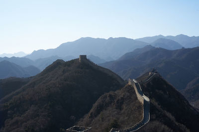 Scenic view of mountains against clear sky