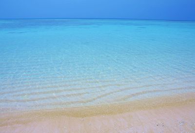 Scenic view of sea against blue sky