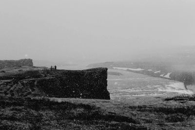 Scenic view of landscape in foggy weather