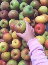 Full frame shot of apples in market