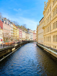 Canal amidst buildings against sky