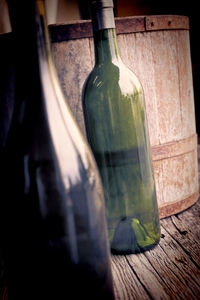 Close-up of jar on wooden table