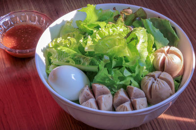 High angle view of chopped vegetables in bowl