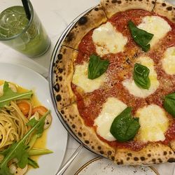 Close-up of pizza on table