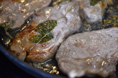 High angle view of fish in plate
