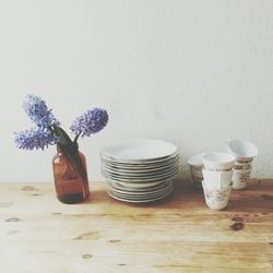 Close-up of flower vase on table