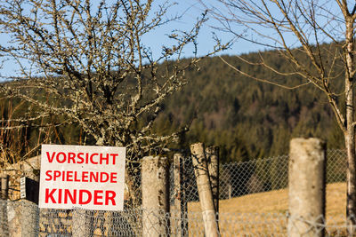 Close-up of road signs in winter