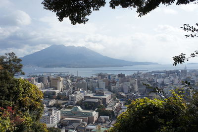 High angle view of cityscape against sky