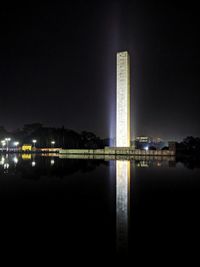 Illuminated buildings at night