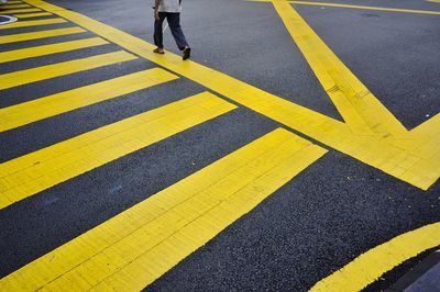 Zebra crossing on road