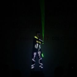 Close-up of illuminated lighting equipment in darkroom