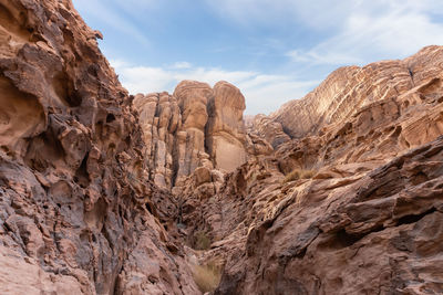 Low angle view of rock formations