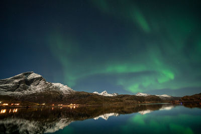 The northern lights near ramberg in the lofoten islands