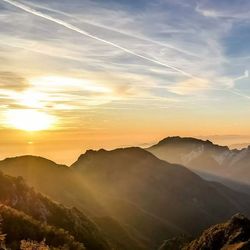 Scenic view of mountains during sunset