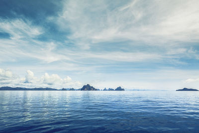 Scenic view of sea against sky during winter