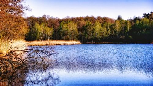 Scenic view of lake against sky