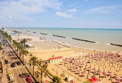 High angle view of beach against sky