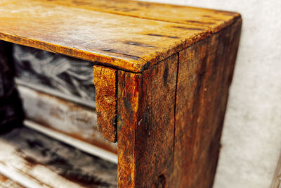 Close-up of wooden table